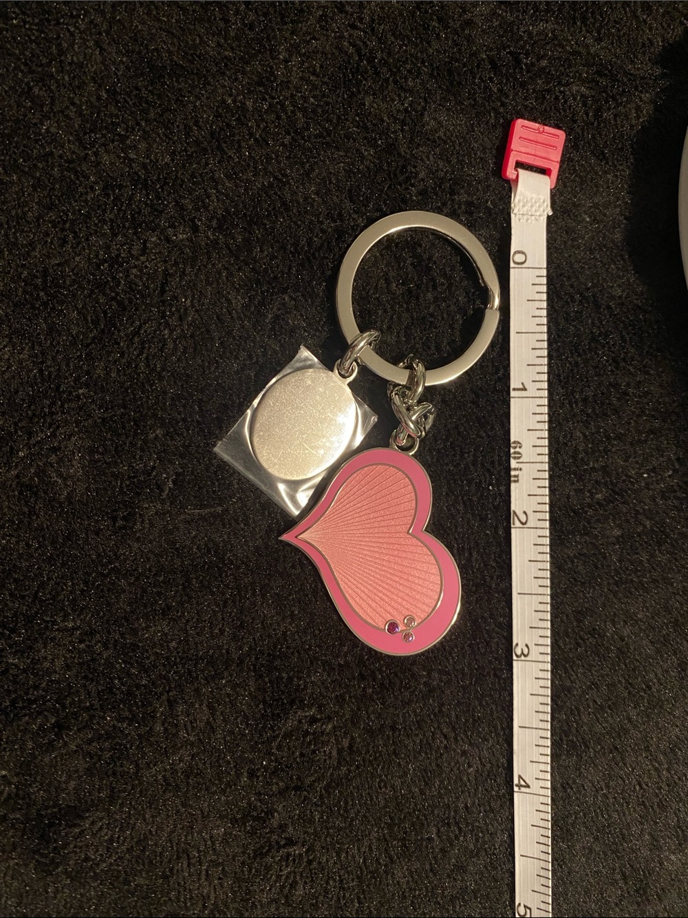Pink Heart Keychain with Silver Ring